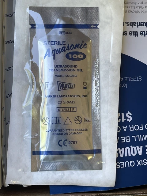 (48) Parker Labs Aquasonic 100 Ultrasound Gel - 20g Ea. Packets Exp 2025!! 1-01