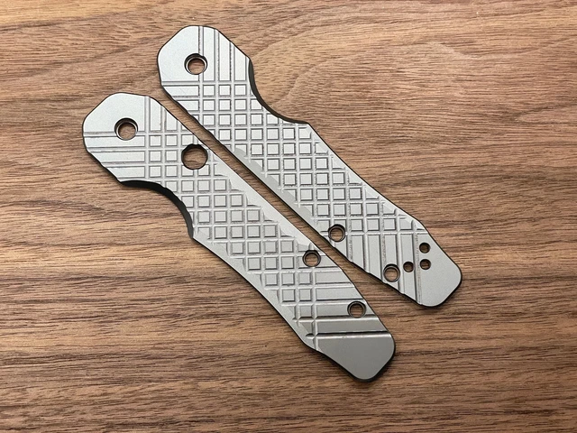 Black engraved FRAG milled Titanium Scales for Spyderco SMOCK