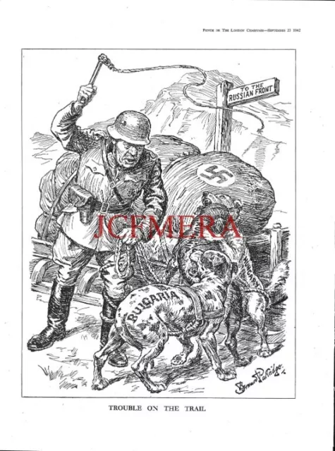 Hungary, Rumania, Bulgaria Reluctant Axis Allies 1942 Punch Cartoon Print 700/08