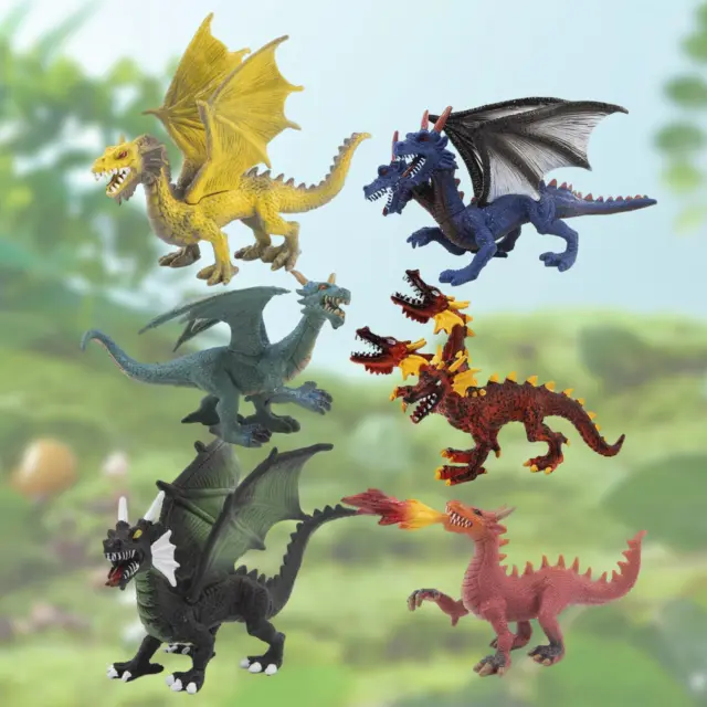 6x Dragon Figurines Kids Toy Realistic for Rewards Birthday