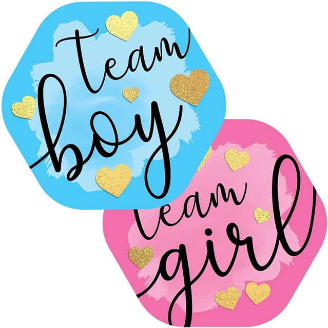 CORRURE 80pcs Gender Reveal Stickers with Gold Foil for Voting Games and Party