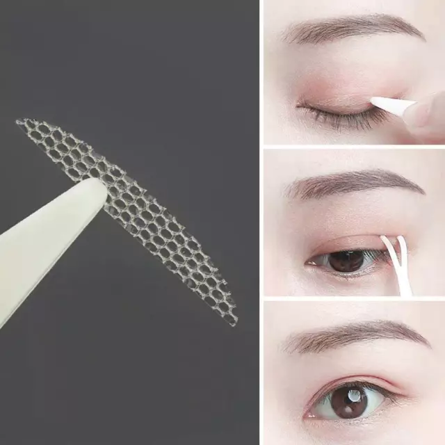 Juego de pegatinas adhesivas de malla de encaje invisible para párpados de doble tira elevadora