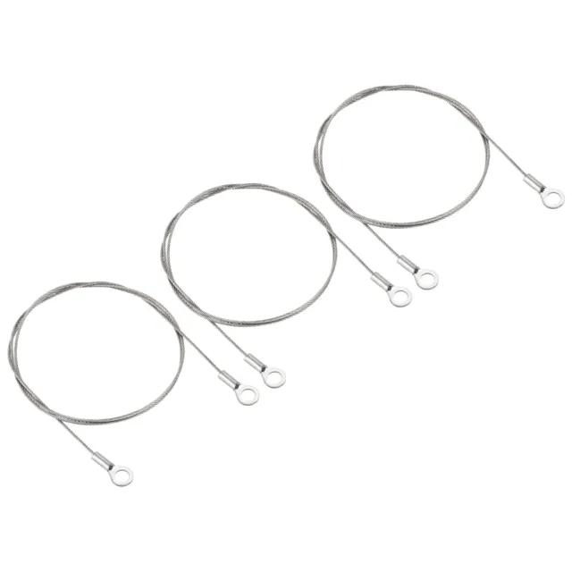 3Pcs 1.5mmx80cm Steel Security Cable 6mm ID Eyelets Ended Safety Wire Rope