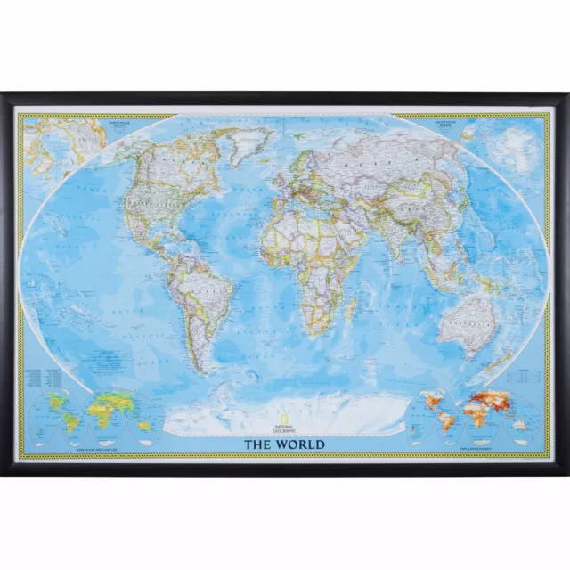 Craig Frames Classic World Push Pin Travel Map with Pins - 24 x 36