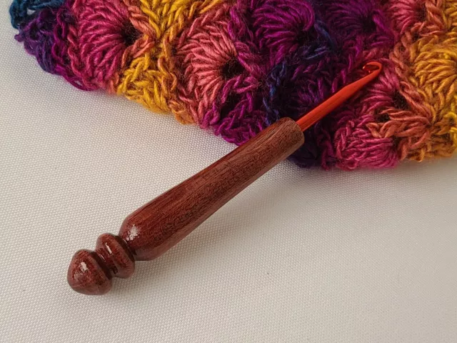 SATINWOOD handmade 6 mm ( J /  10 ) EXOTIC WOOD crochet hook, made in USA