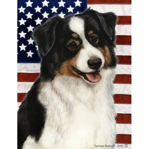 Patriotic (D2) Garden Flag - Tri Australian Shepherd 323531