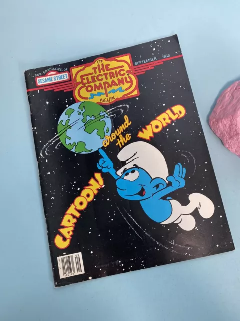 The Electric Company Magazine Sept 1983 Cartoons Around the World Smurfs