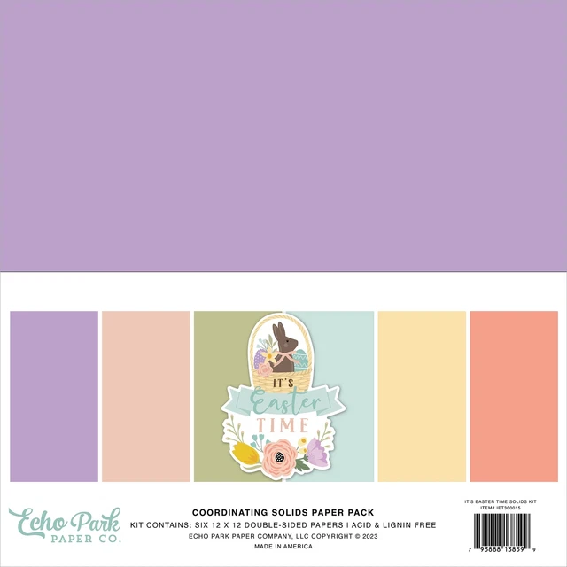 Paquete de 2 tarjetas sólidas de doble cara Echo Park 12""X12"" 6/paquete - Es hora de Pascua, 6 C