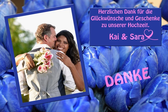Euer Foto - Hochzeit Dankeskarten Danksagung Danksagungskarten blaue Tulpen