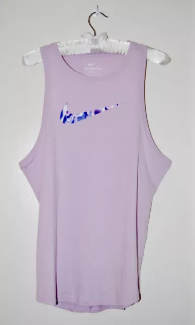 NWT Nike Dri-Fit Women's Lavender Purple Dri-FIT Tank Top with Print Swoosh L XL