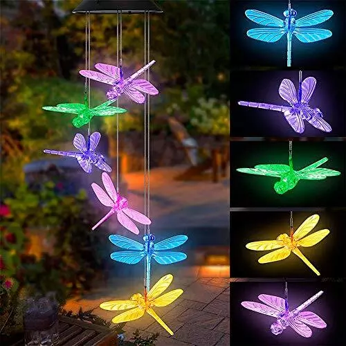 Dragonfly Solar Wind Chimes for Outdoor Garden Patio Yard Porch Decation
