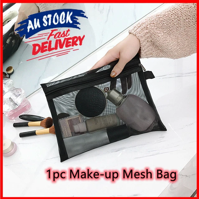 Clear Mesh Portable Large Pen Pencil Case Makeup Cosmetic Storage Bag Pouch Case