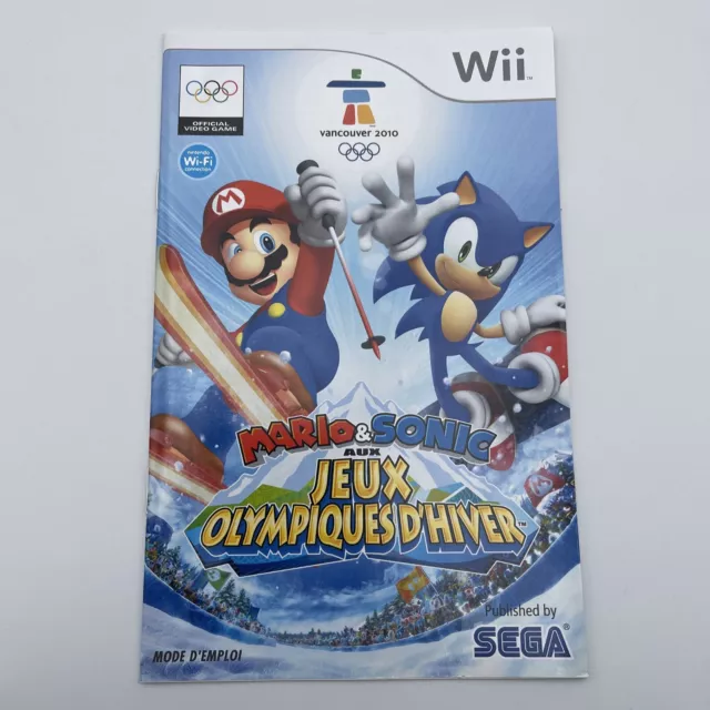 Notice Mode D’emploi Jeu Nintendo Wii Mario & Sonic Aux Jeux Olympiques D’hiver
