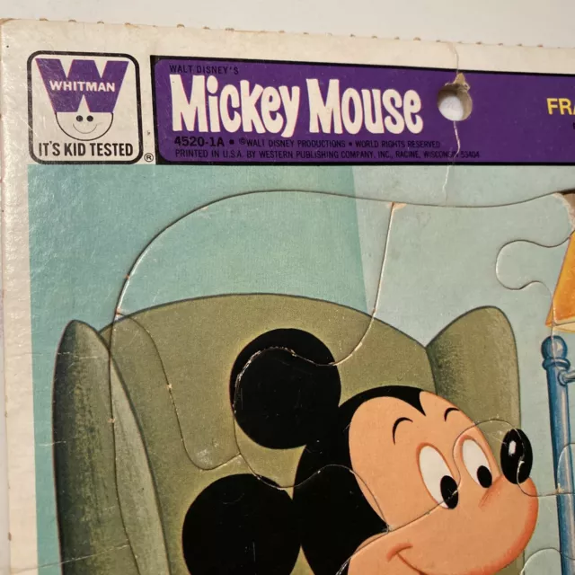 Vintage Whitman Walt Disney Mickey Mouse & Pluto  Frame Tray Puzzle #4510H 3