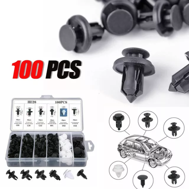 For Mazda 100pc Push Pin Rivet Bumper Door Trim Panel Retainer Clip Fastener Kit