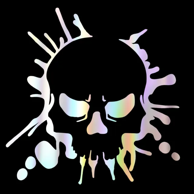 Skull Sticker - Splatter Skull Decal- Select Chrome Color And Size