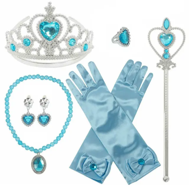 Set di guanti bacchetta magica corona per bambini congelati Elsa ispirati a corona accessori 6 pezzi