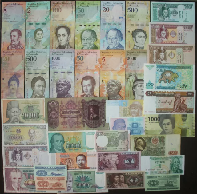 36 Banknotes World Paper Money Currency Different Currency Gift Lot Collection