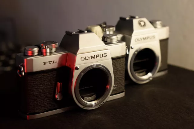 2x Olympus FTL 35mm vintage analog camera body M42 - FOR PARTS