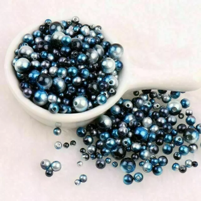 3-10mm Round Fake Pearl Beads Gem Loose Balls DIY Handicraft Making Holes Decor