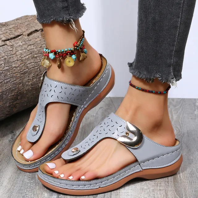 Womens Summer Flip-Flop Sandals Walking Slip On Slippers Mule Shoes Beach Flats