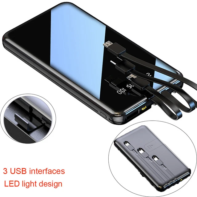 Portable Power Bank 3 USB External Battery Backup Fast Charger 10000mAh NEW 2023
