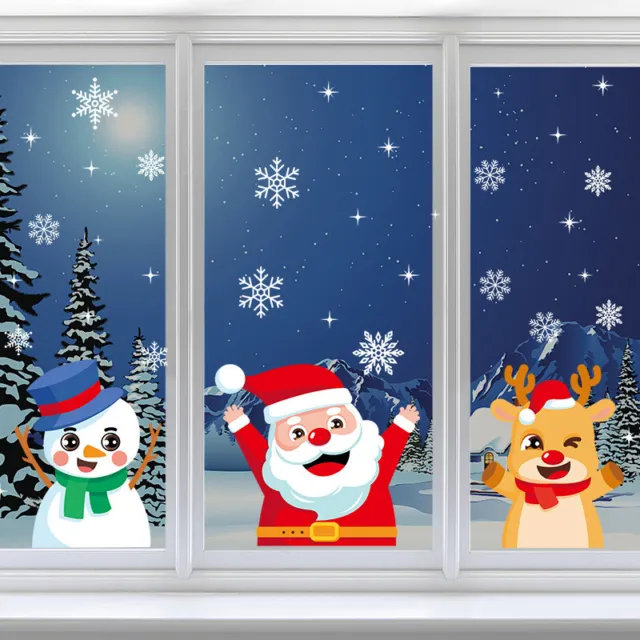 Christmas Window Stickers Santa Claus DIY Wall Decal 2023 Ornaments Gift 2024 $d