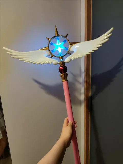 Glowing Card Captor Sakura Kinomoto Star Cane 100CM Magic Wand Cosplay Prop Gif