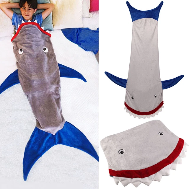 KIDS SHARK MERMAID Fleece Tail Blanket Snuggle-in Cosy Sleeping - Main Image