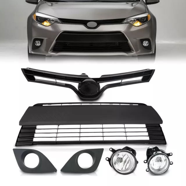 For 2014 2015 2016 Toyota Corolla LE Front Bumper Upper Lower Grille &Fog Lights
