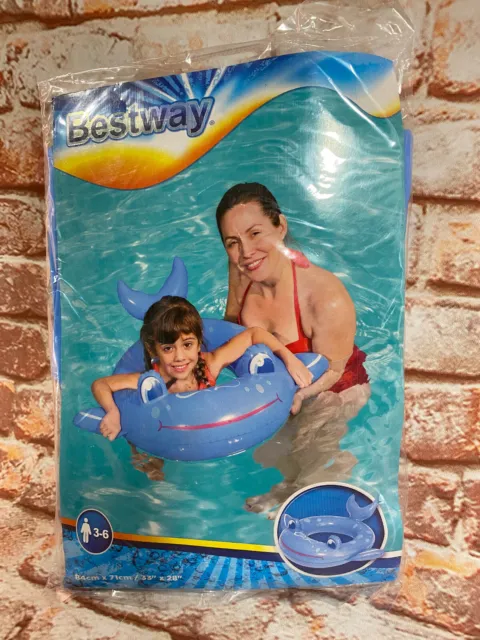 Brand New In Pack Bestway Swim Safe Whale Blow Up Swim Ring Age 3 to 6 Years