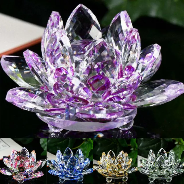 Crystal Craft Glass Decor Holder Light Candle Candlestick Flower Lotus Tea Home