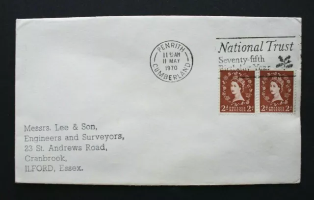 'National Trust 75th Birthday' 1970 Penrith, Cumberland Slogan postmark cover