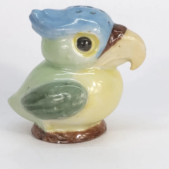 1920s Salt Shaker Bird Signed Ada Neihart 1928 Blue Green Yellow Hand Painted