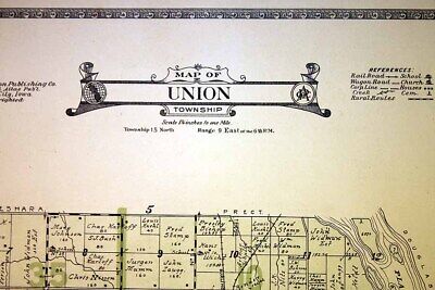 Union Township 1918 Plat Map Saunders County Nebraska Platte River 2