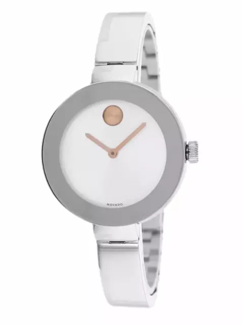 Brand New Movado Bold Two Tone Women’s Bangle Watch With Mirror Dial 3600194
