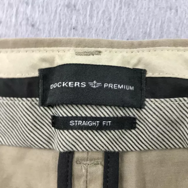 Dockers Premium Pants Mens 34X32 Beige Flat Front Straight Fit NWT 2