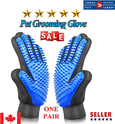 Dog Cat Pet Grooming Glove Mitt Deshedding Massage Groom Brush Hair Fur Remover