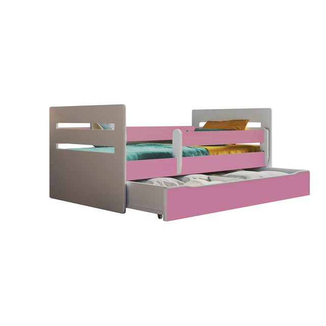 Kinderbett Riley inkl. Rollrost + Bettschublade MDF Holz pink 80*140/160/180 cm