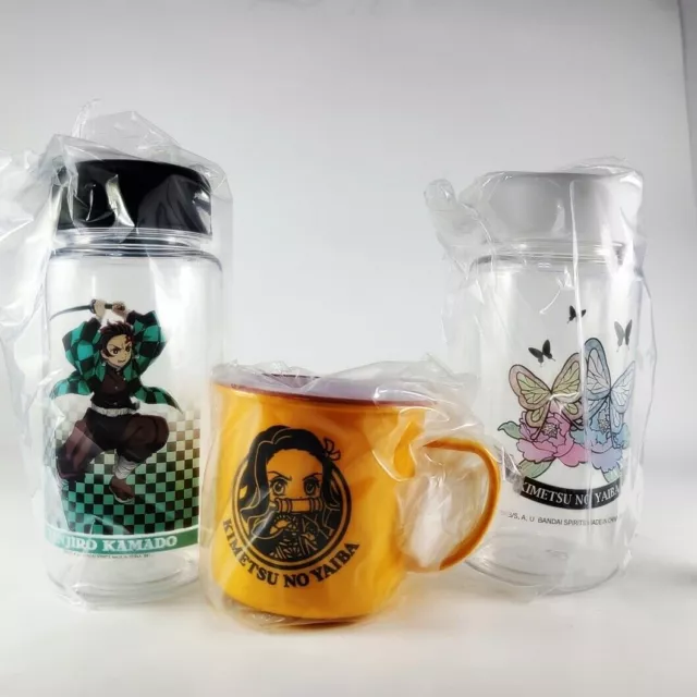 Demon Slayer Tanjiro Nezuko Shinobu botella transparente + taza de plástico...