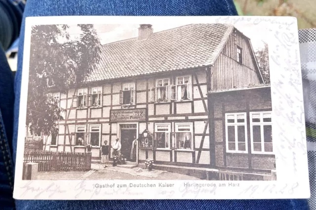 Alte Postkarte AK  Gasthof  Zum Deutschen Kaiser Harlingerode am Harz...