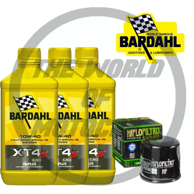 Entretien 3 Litres Bardahl XT4-S 10W40 + Filtre à Huile X Toutes La Moto et Max