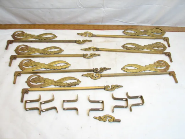 7 Antique Ornate Cast Iron Swing Arm Adjustable Curtain Rods Wall Bracket Hanger