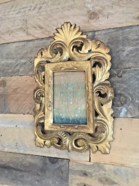 Antique Ornate Rococo Carved Giltwood Photo Picture Frame French Italian Baroque