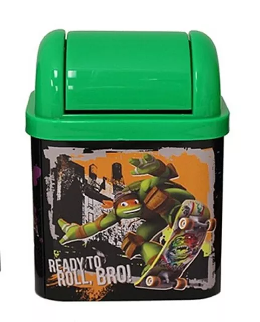 The Teenage Mutant Ninja Turtles Flip Lid Desktop Mini Trashcan Tin Style B NEW