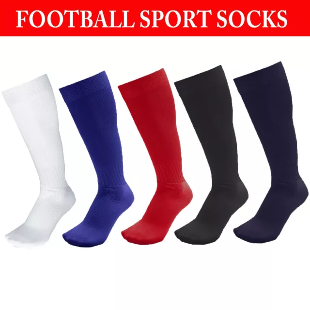 Plain Football Socks Boys Mens Hockey Sports Soccer Rugby Kids PE School UK Size