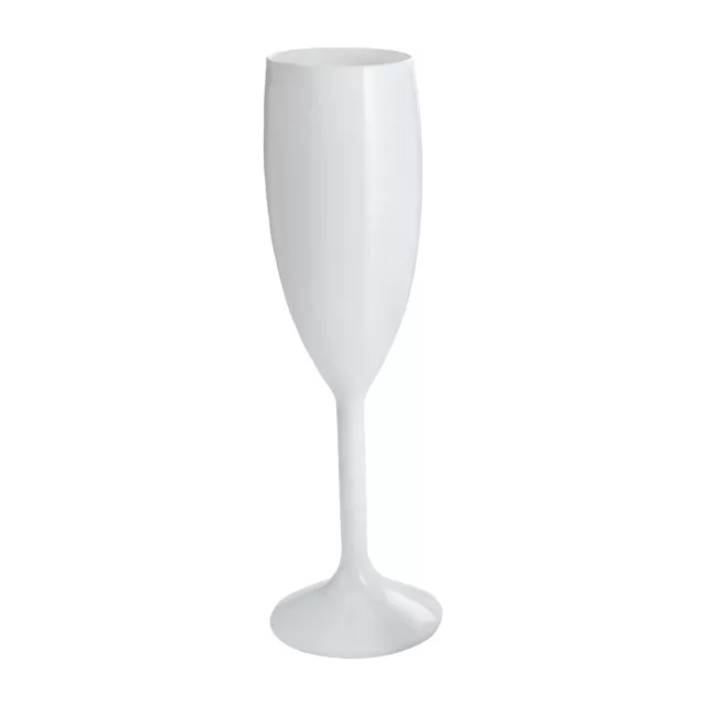 White Plastic Champagne Flutes Reusable 165ml Prosecco Glasses Washable