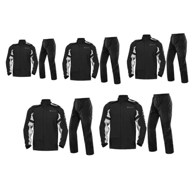 FR SULAITE Reflective Motorcycle Rain Jacket + Pants 2 Piece Set with Shoe Cover