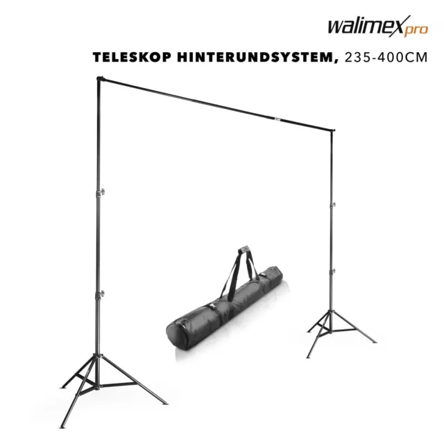 walimex mobiles TELESKOP Hintergrundsystem 225-400cm, für Hintergründe/Kartons