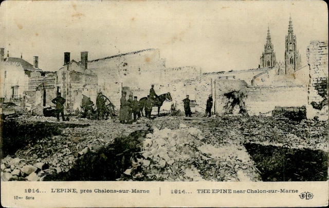 IMV01469 france WWI military chalon sur marne epine bombarded by germans ruins